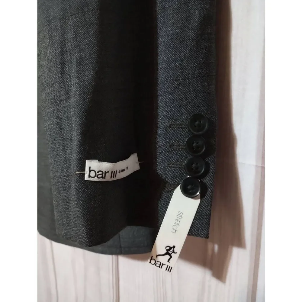Bar III Blazer Men's 42 Long Gray Wool Blend Stretch‎